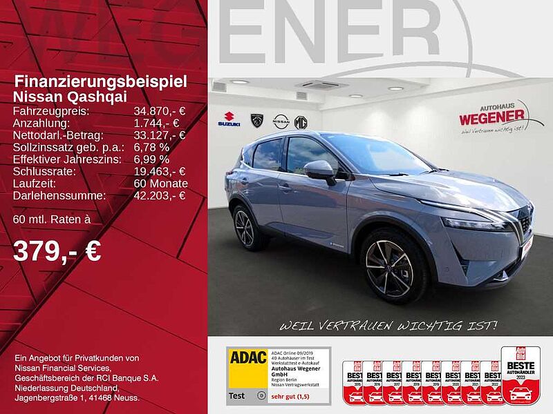 Nissan Qashqai TEKNA 1.5 VC-T e-POWER Heckklappe elektrisch Head-up-Display LED-Beleuchtung inn