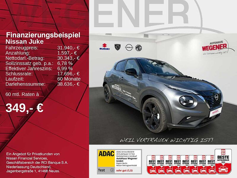 Nissan Juke 1.6 HYBRID 143 PS 4AMT TEKNA 360° Rundumsicht  Sitzheizung-vorne 19'LM-Felgen