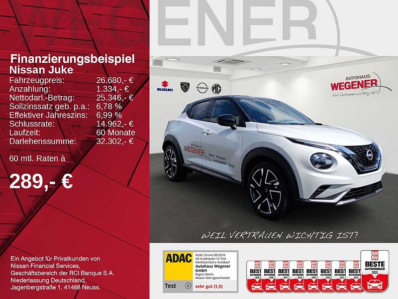 Nissan Juke 1.0 DIG-T 114 PS 6MT JUKE 1.0 DIG-T 114 PS 6MT N-DESIGN 19'-LM-Felgen 360°Kamera