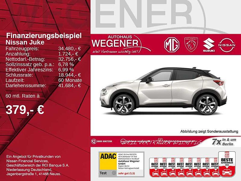 Nissan JUKE 1.6 HYBRID 143 PS 4AMT N-CONNECTA Tech ProPILOT Winter II 2 Farben BFS